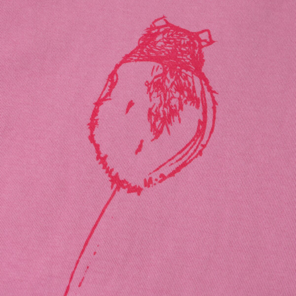 Hooded rat on pink t-shirt with dark pink rat print