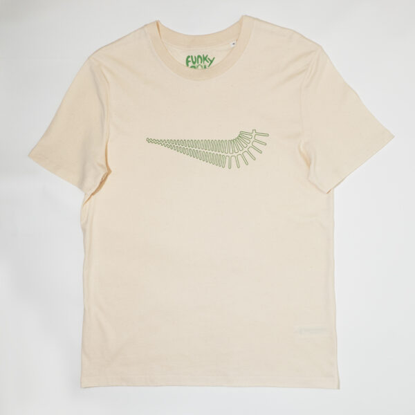 Fern design on natural raw cotton t-shirt