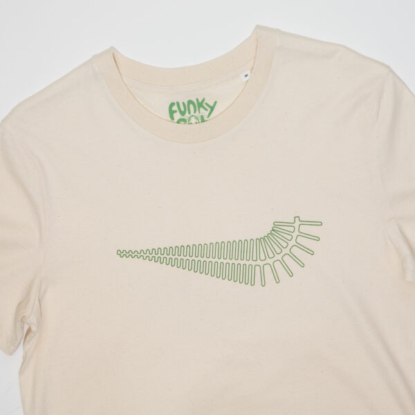 Fern design on natural raw cotton t-shirt